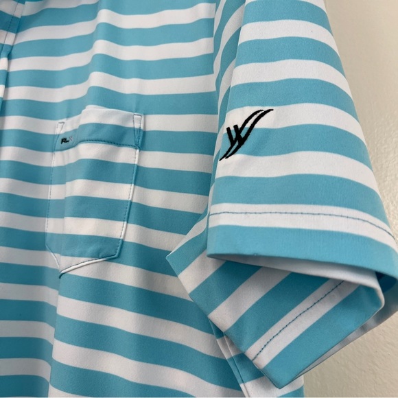 RLX Ralph Lauren Performance Striped Polo Blue White Lightweight Size Large - Picture 7 of 13
